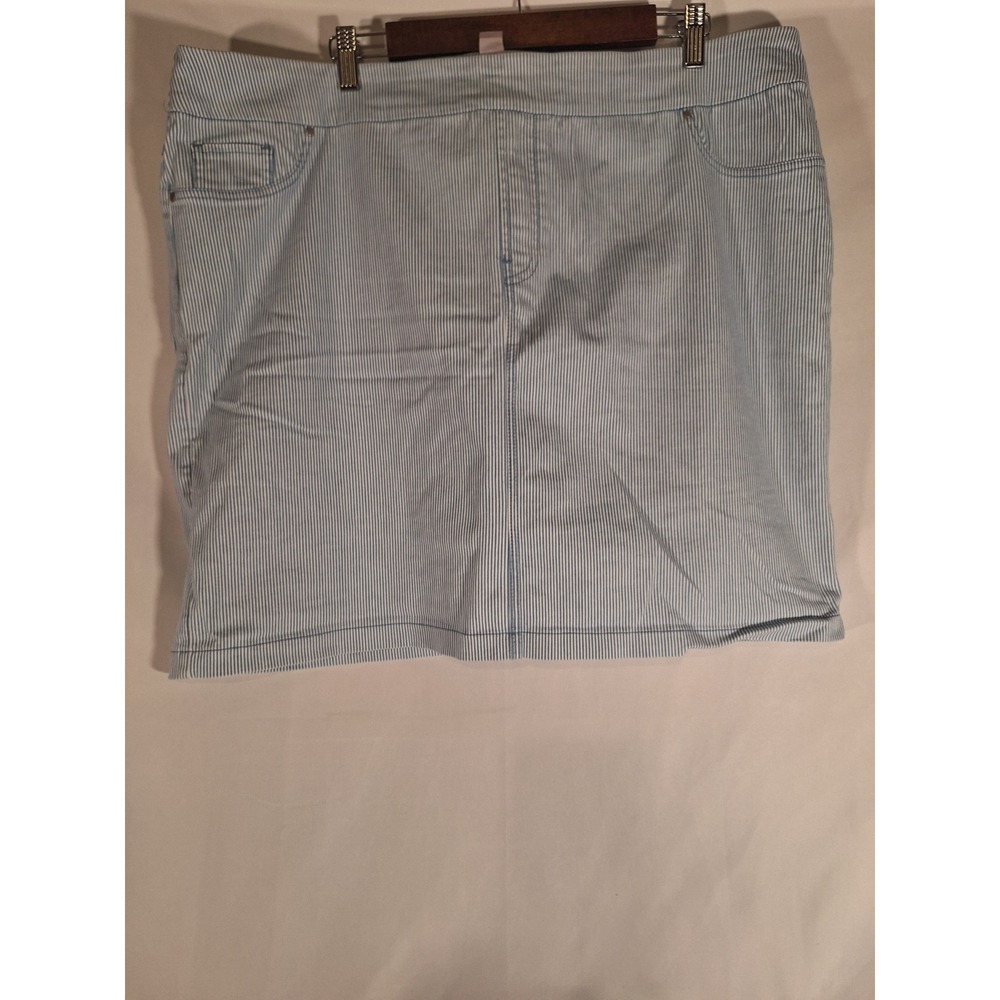 Chico's Zen Stripe Pull On Skort Plus Size‎ 3 Blue White Cropped Fashion